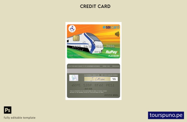 listo para imprimir Plantilla de tarjeta platino del Banco Estatal de India IRCT